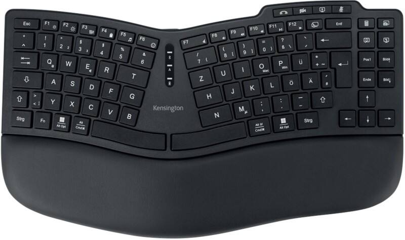 Kensington EQ Pro Fit Ergo KB675 TKL Kabellose Wiederaufladbare Tastatur K75491DE QWERTZ Bluetooth/USB-A Nano-Empfänger Schwarz