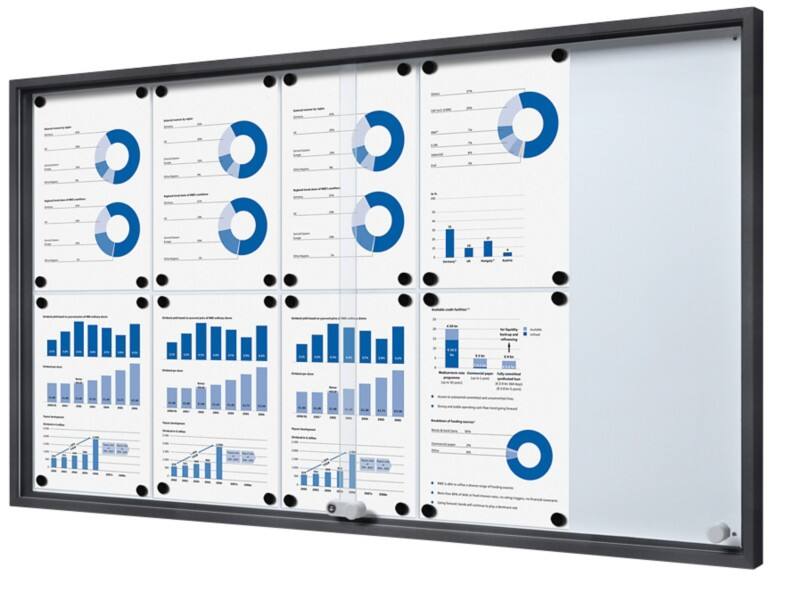 SHOWDOWN Vitrine Magnetisch 10 x DIN A4 Wandmontage Abschließbar Indoor 112,6 (B) x 64,1 (H) cm Anthrazit