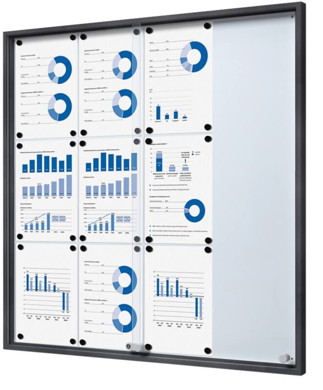 Vitrine SHOWDOWN Magnétique 12 x A4 Montage mural Verrouillable Intérieur 90,6 (l) x 94,8 (h) cm Anthracite