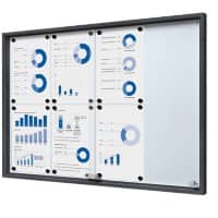 Vitrine SHOWDOWN Magnétique 8 x A4 Montage mural Verrouillable Intérieur 90,6 (l) x 64,1 (h) cm Anthracite