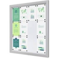 Vitrine SHOWDOWN Magnétique 12 x A4 Montage mural Verrouillable Extérieur 97 (l) x 101,2 (h) cm Argenté