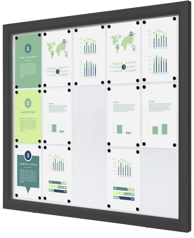 SHOWDOWN Vitrine Magnetisch 15 x A4 Wandmontage Abschließbar Outdoor 119 (B) x 101,2 (H) cm Anthrazit