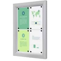 Vitrine SHOWDOWN Magnétique 4 x A4 Montage mural Verrouillable Extérieur 53 (l) x 70,5 (h) cm Argenté