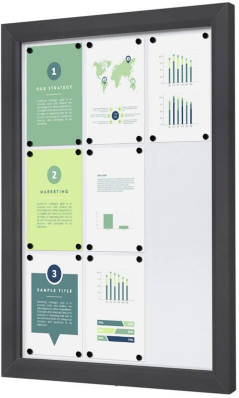 SHOWDOWN Vitrine Magnetisch 9 x A4 Wandmontage Abschließbar Outdoor 75 (B) x 101,2 (H) cm Anthrazit