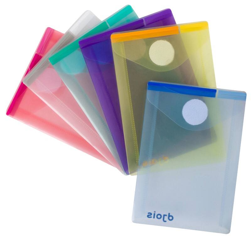 Pochettes Djois Color Collection A7 Velcro PP (Polypropylène) Portrait 1,33 (l) x 9 (p) x 17 (h) cm Assortiment 6 unités