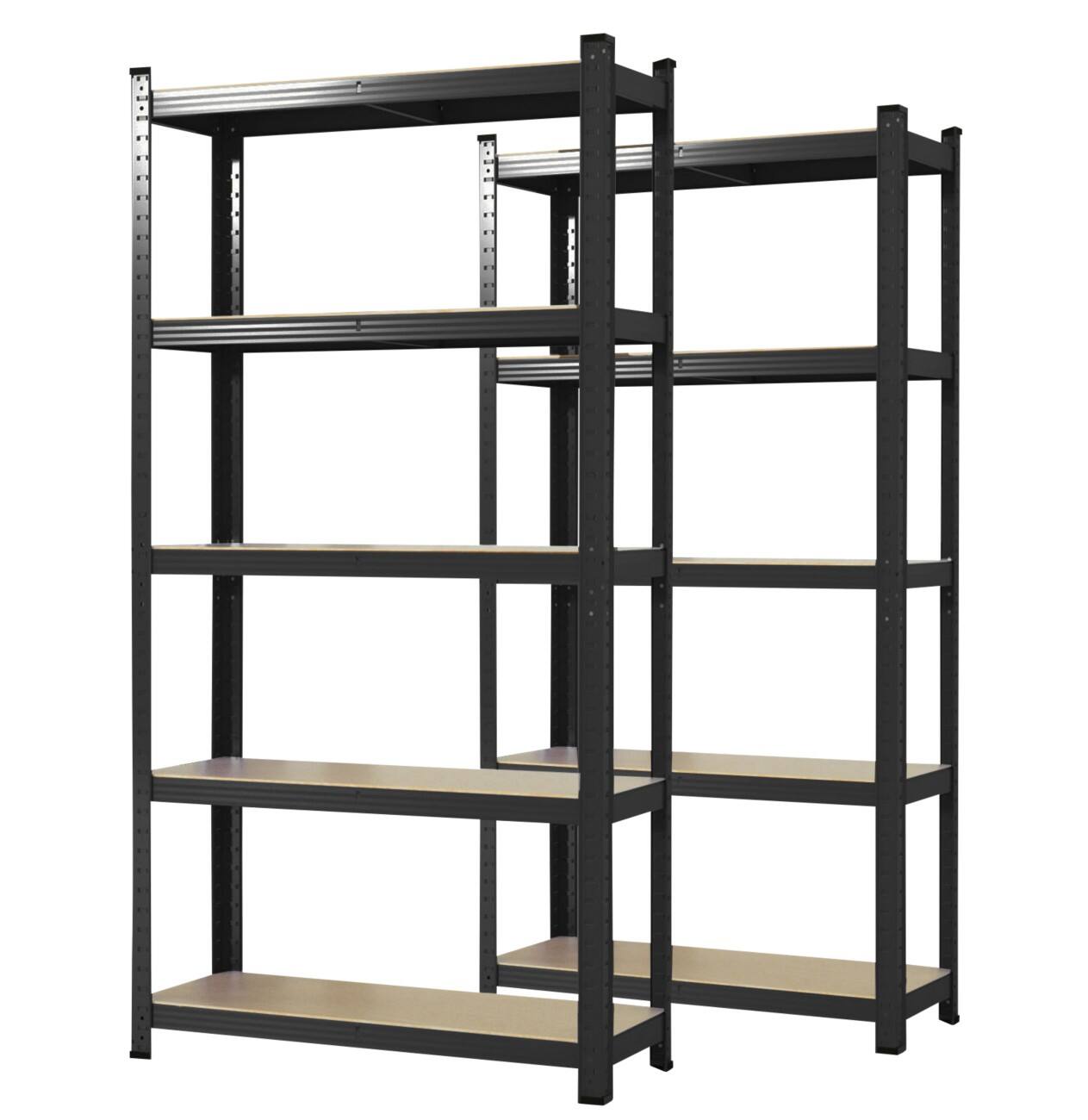 Étagère Karat MDF (Fibres de moyenne densité), Tôle d’acier 900 x 400 x 1800 mm Noir 2 unités