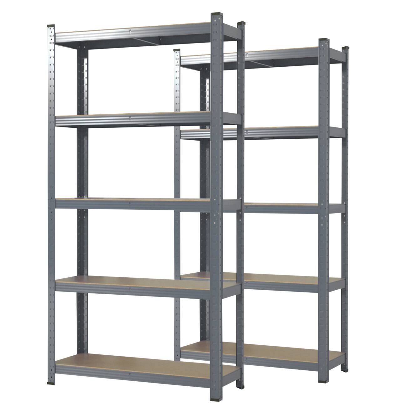 Étagère Karat Lakota MDF (Fibres de moyenne densité), Tôle d’acier 1200 x 600 x 2000 mm Gris 2 unités