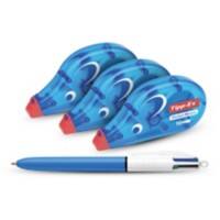 Tipp-Ex Pocket Mouse Korrekturband 4,2 mm x 10 m 3 Stück + BIC 4 Farben Kugelschreiber gratis