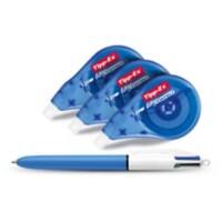 Ruban correcteur Tipp-Ex Easy Correct 4,2 mm x 12 m 3 unités + stylo-bille BIC 4 couleurs