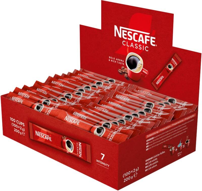 Nescafé Classic Kaffeesticks Löslicher 7 Robusta 100 Stück à 2 g