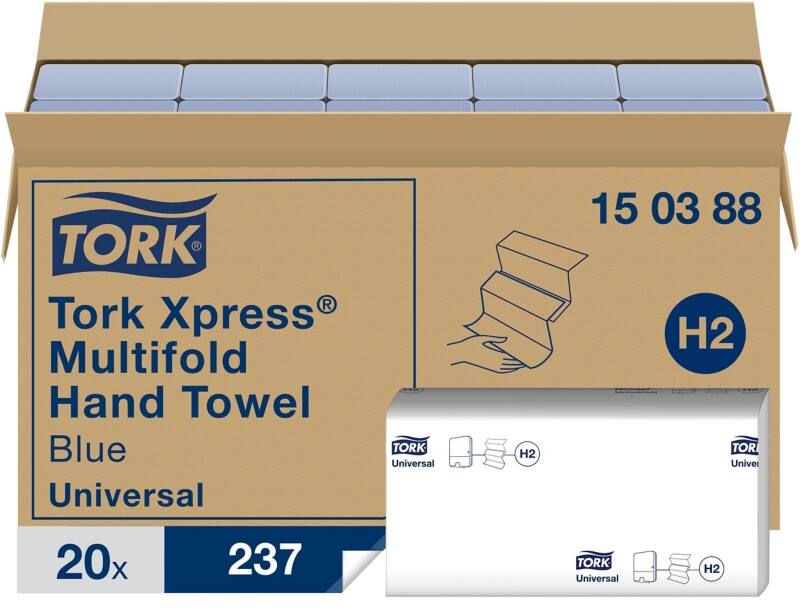 Essuie-mains Tork Xpress Universal  H2 Bleu 2 épaisseurs 150388 20 Unités de 237 Feuilles