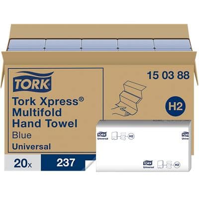 Essuie-mains Tork Xpress Multifold Universal H2 Bleu 2 épaisseurs 150388 20 unités de 237 feuilles