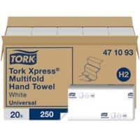 Tork Xpress Multifold Universal Falthandtücher H2 Weiss 1-lagig 471093 20 Stück à 250 Blatt