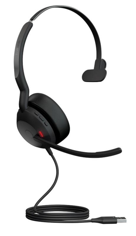 Casque audio Jabra Evolve2 50 UC Avec fil Sur tête USB Sans Bluetooth Avec Microphone Mono Noir