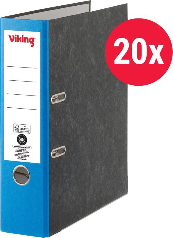 Viking Breit Ordner A4 80 mm Dunkelblau, Schwarz 2 Ringe Pappkarton Wolkenmarmor Hochformat  20 Stück