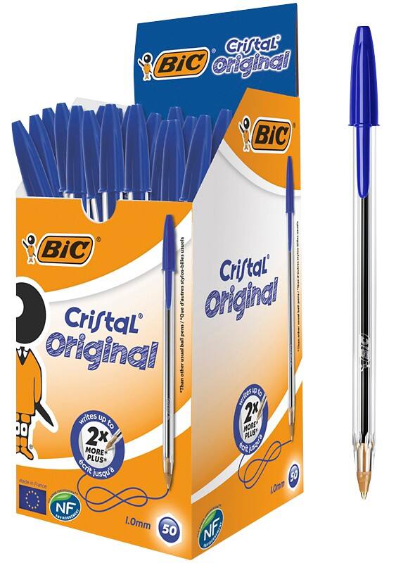 BIC Cristal Original Kugelschreiber Blau Mittel 0.4 mm 50 Stück