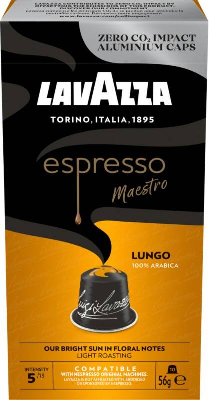 Capsules de café Lavazza Espresso Lungo Nespresso Capsules 5/13 Doux Arabica 10 unités
