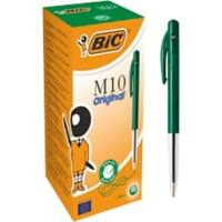 Stylo-bille BIC M10 Rétractable Vert 0,4 mm Moyen Bille 50 Unités