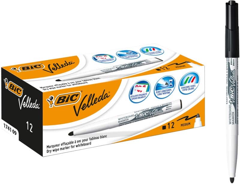 BIC 1741 Non-permanent Whiteboard-Marker Schwarz Mittel Rundspitze 1 -   51% Recycelt 12 Stück