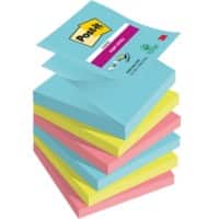 Z-Notes Super Sticky Post-it Miami 76 x 76 mm Assortiment Carré 6 Blocs de 90 Feuilles