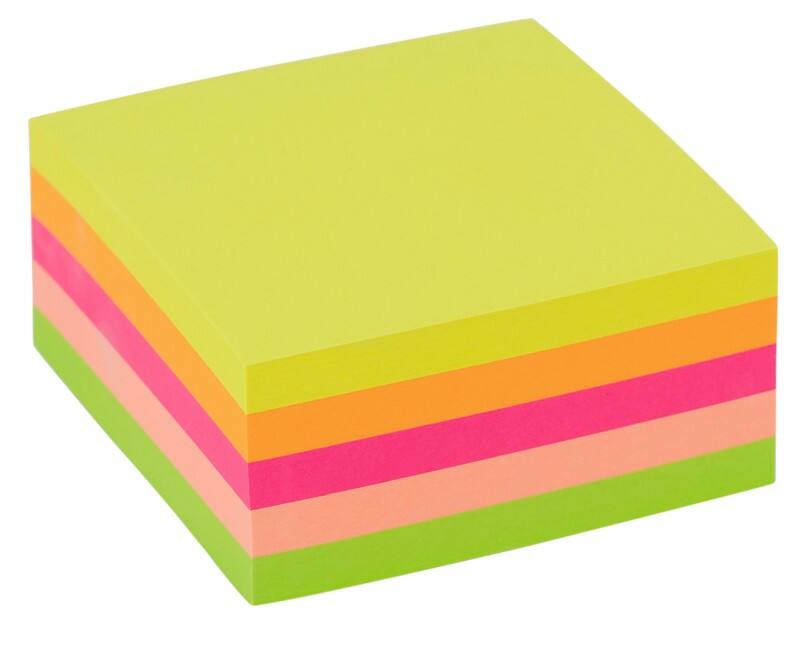 Cube de notes adhésives Viking Assortiment fluo 76 x 76 mm 400 Feuilles