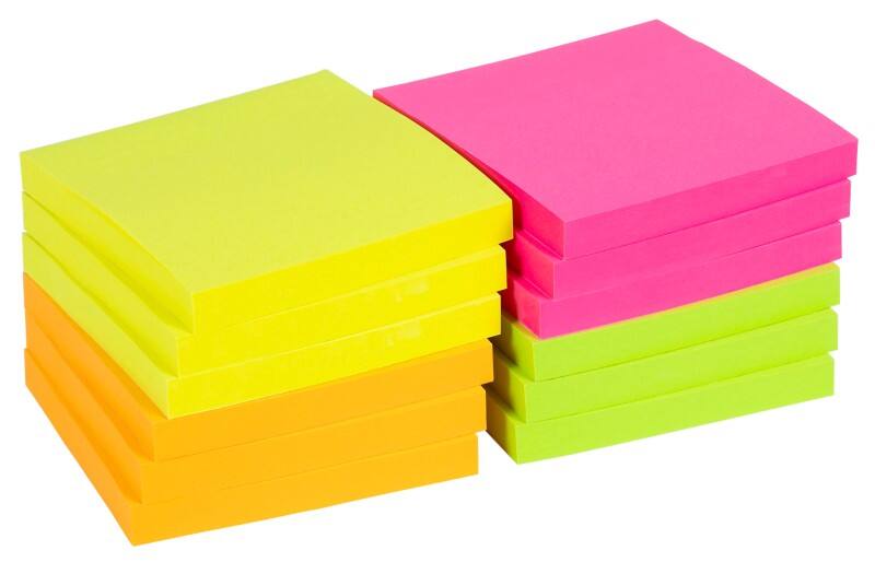 Notes adhésives Viking Assortiment fluo 76 x 76 mm 12 Blocs de 100 Feuilles