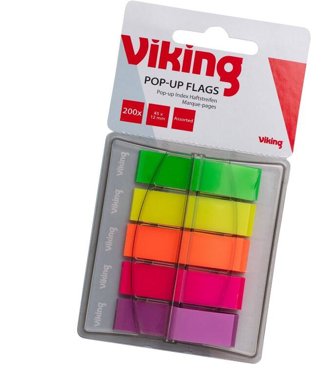 Viking Haftmarker Rechteckig 1,2 x 7 x 4,5 cm Farbig assortiert Pop Up 5 Stück à 40 Streifen