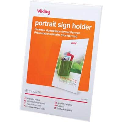 Viking abgewinkelter Schildhalter A4 Transparent Kunststoff 211 x 67 x 295mm