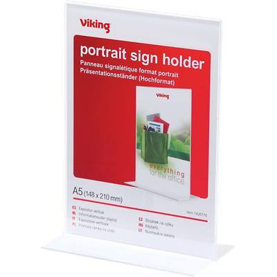 Présentoir Viking Portrait Base en T A5 Transparent plastique 149 x 83 x 214 mm