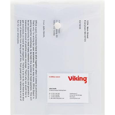 Viking Dokumentenmappe A5 Druckknopf PP (Polypropylen) Hoch 18,2 (B) x 22,2 (H) cm Transparent 5 Stück