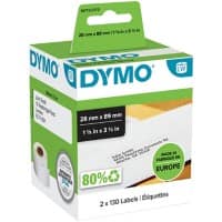 DYMO S0722370 Standard LW99010 Adressetiketten Authentisch Selbsthaftend Schwarz auf Weiss 28 (B) x 89 (H) mm 2 Rollen à 130 Etiketten