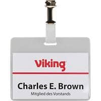 Viking Standard Namensschild mit Clip Querformat 90 x 60 mm 50 Stück