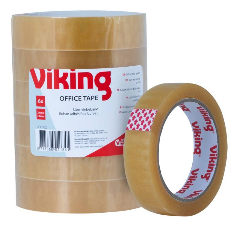 Viking Klebeband Universal Transparent 24 mm (B) x 66 m (L) Grosser Kern PP (Polypropylen) Hohe Lautstärke 6 Rollen