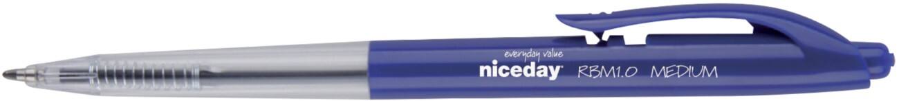 Stylo bille Niceday RBM1.0 Bleu Rétractable 10 Unités