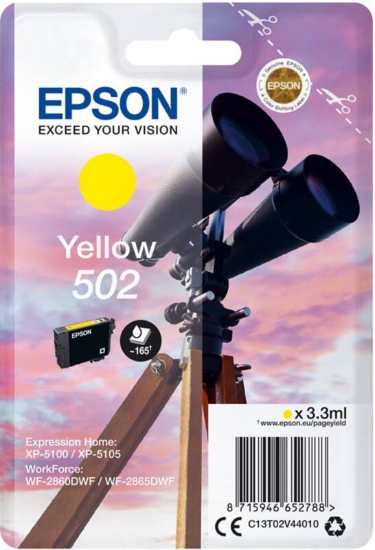 Epson 502 Original Tintenpatrone C13T02V44010 Gelb