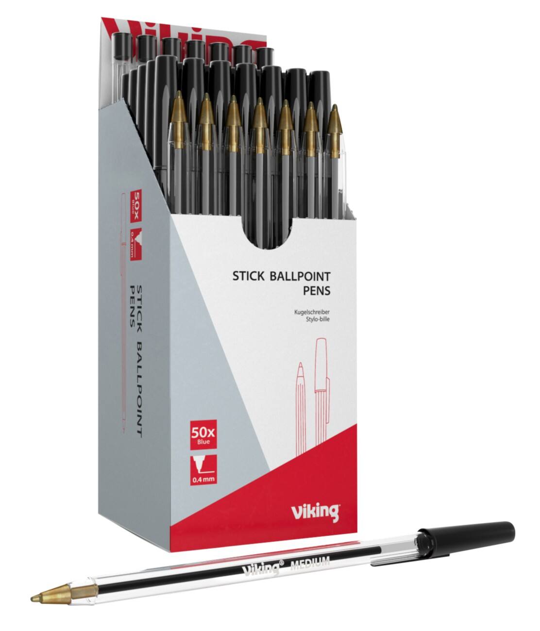 Stylo bille Niceday SBM1.0 Noir Avec capuchon 50 Unités