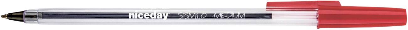 Stylo bille Niceday SBM1.0 Rouge Avec capuchon 50 Unités
