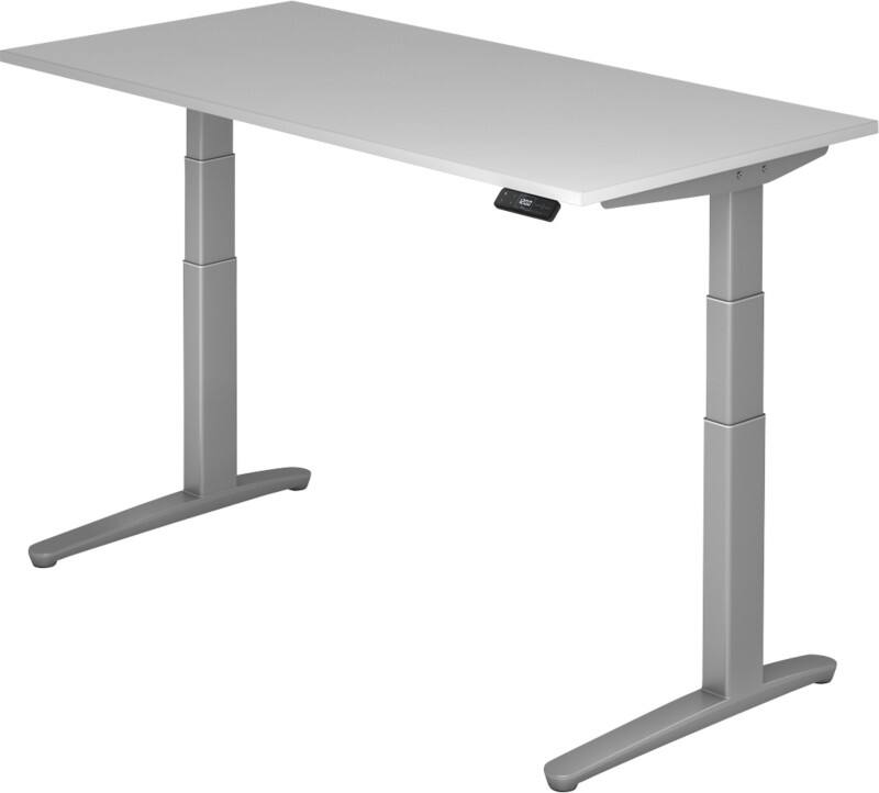 Bureau assis-debout Hammerbacher VXBHM Hauteur ajustable électriquement Rectangulaire Érable C-Pied 2000 (L) x 1000 (P) x 1290 (H) mm Acier, Aggloméré, Aluminium