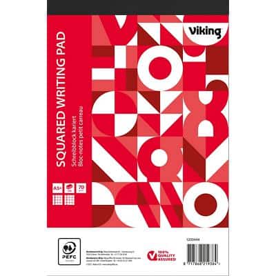 Viking Notizblock A5+ Kariert Geleimt Papier Weiss Perforiert 200 Seiten Pack 5
