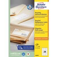 Étiquettes universelles Ultragrip AVERY Zweckform LR3475 Adhésif A4 Blanc 70 x 36 mm 100% Recyclé 100 Feuilles de 24 Étiquettes