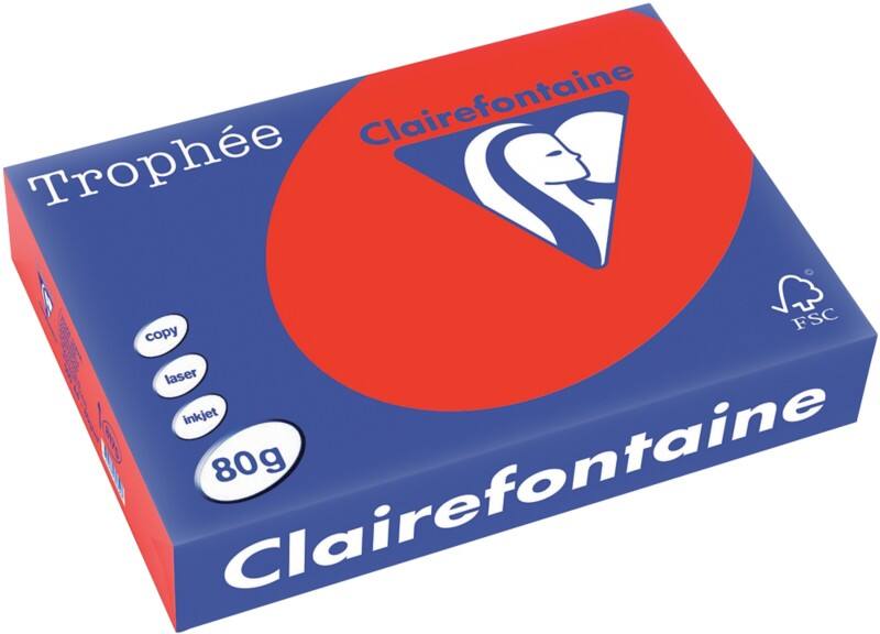 Clairefontaine 8175C Farbiges Kopier-/ Druckerpapier DIN A4 80 g/m² Korallenrot 500 Blatt