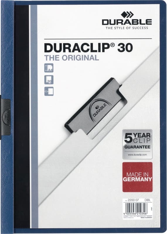 DURABLE Duraclip Klemmmappe 30 Blatt A4 Blau