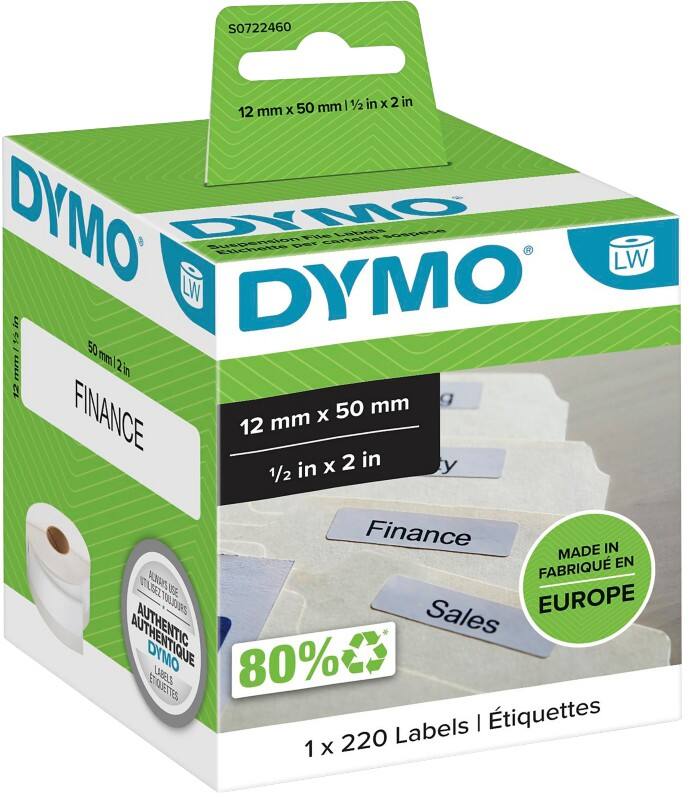 DYMO LW Hängemappen-Etiketten Authentisch 99017 S0722460 Selbsthaftend Schwarz auf Weiss 12 x 50 mm 220 Etiketten