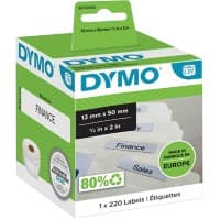 Étiquettes dossiers suspendus DYMO LW Authentique 99017 S0722460 Autocollantes Noir sur Blanc 12 x 50 mm 220 Étiquettes