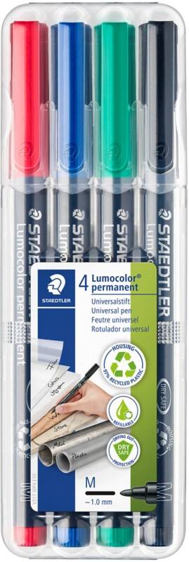 STAEDTLER Lumocolor 317 OHP-Marker Mittel Rundspitze 1 mm Farbig assortiert Nachfüllbar 4 Stück