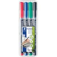 STAEDTLER Lumocolor Permanente Folienstift Mittel Rundspitze Farbig sortiert 4 Stück