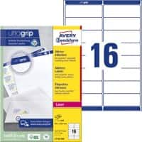 Étiquettes d'adresse Ultragrip AVERY Zweckform L7162-250 Adhésif A4 Blanc 99.1 x 33.9 mm 250 Feuilles de 16 Étiquettes