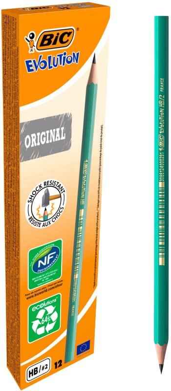 Crayon BIC Ecolutions Evolution HB-Moyenne 12 Unités