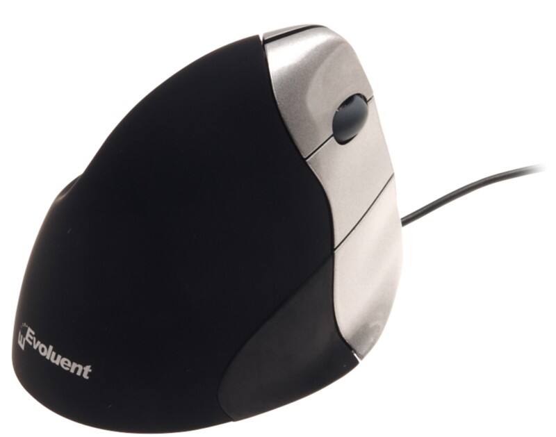 Souris verticale filaire BakkerElkhuizen Evoluent3 Capteur optique Pour droitiers Câble 2 m USB-A Noir, argenté