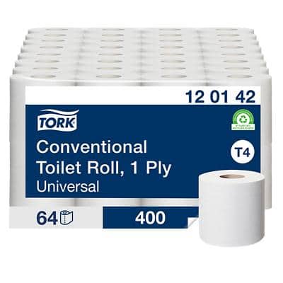 Papier toilette Tork T4 Universal 1 épaisseur 120142 64 Rouleaux de 400 Feuilles